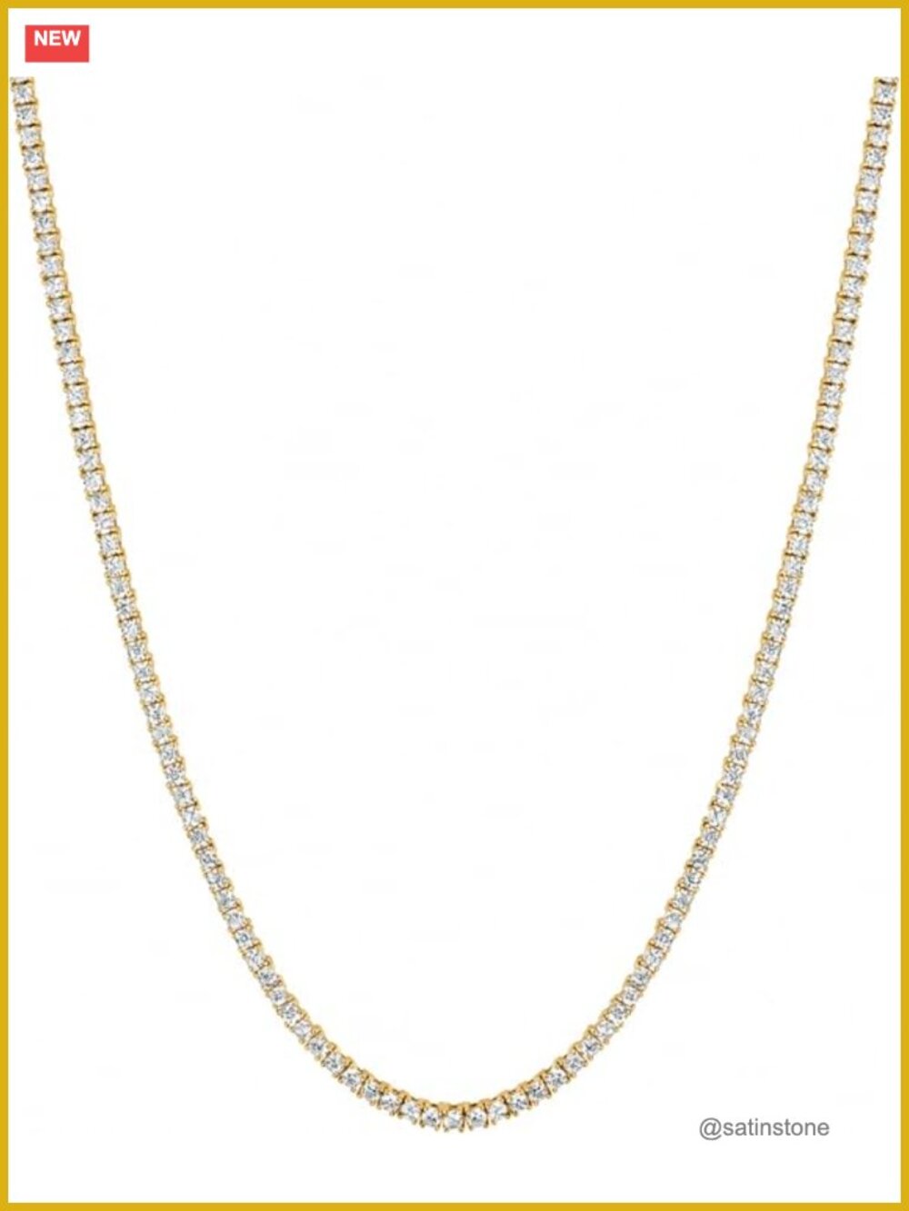 Tennis Necklace 14K White & Yellow Gold Plated CZ Choker 2-4mm 5A Cubic